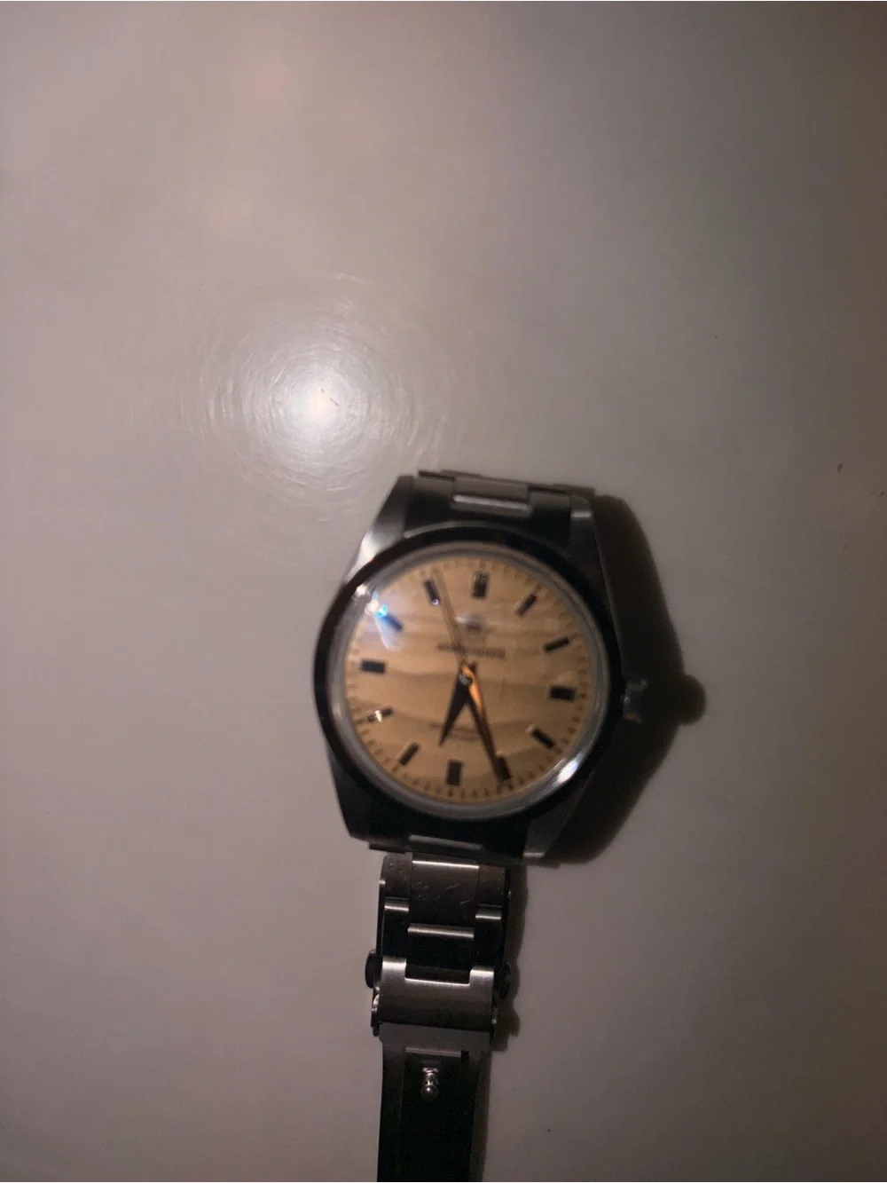 Men’s Stainless Steel Watch with Cream Dial and Bracelet